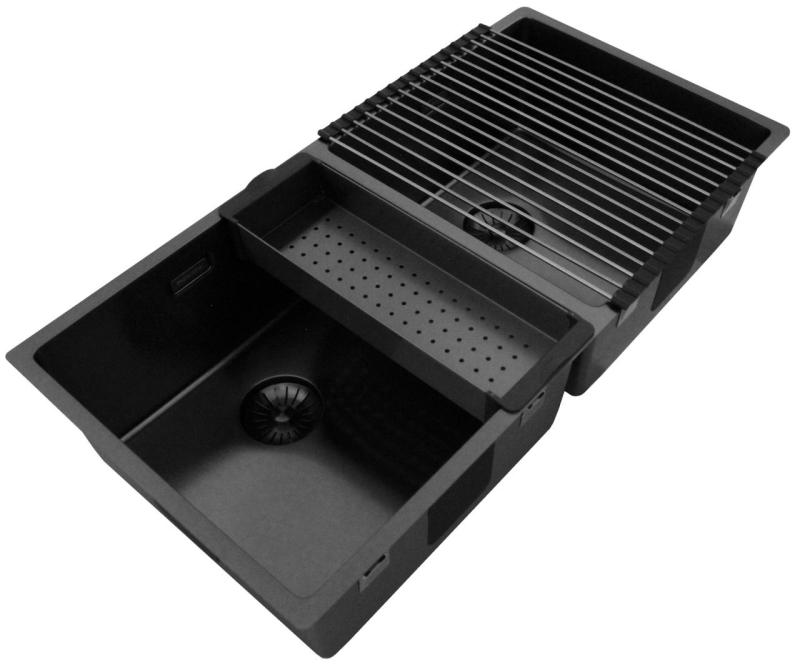 Pure.Sink Prestige Dubbele Gun metal spoelbak 82x40 cm 10mm radius onderbouw, vlakbouw en opbouw PPG404040-61