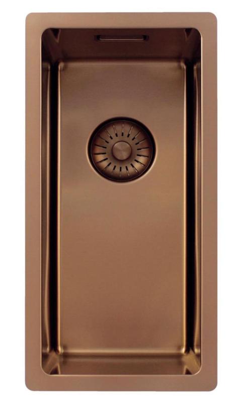 Pure.Sink Exclusivo kleine Koperen spoelbak 18x40 cm 10mm radius onderbouw, vlakbouw en opbouw PEX1840-62
