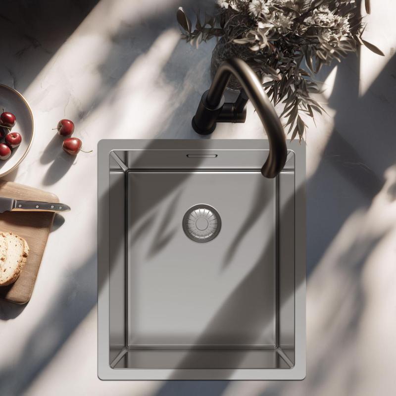 Pure.Sink Exclusivo RVS spoelbak 34x40 cm 10mm radius onderbouw, vlakbouw en opbouw PEX3440-02