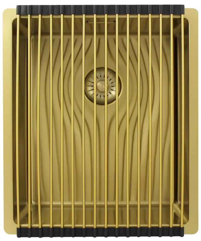 Pure.Sink Exclusivo Gouden spoelbak 34x40 cm 10mm radius onderbouw, vlakbouw en opbouw PEX3440-60