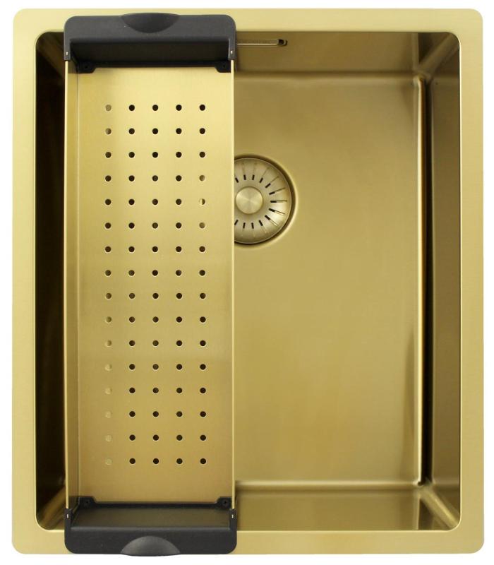 Pure.Sink Exclusivo Gouden spoelbak 34x40 cm 10mm radius onderbouw, vlakbouw en opbouw PEX3440-60
