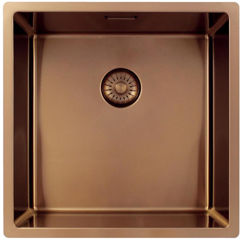 Pure.Sink Exclusivo Koperen spoelbak 40x40 cm 10mm radius onderbouw, vlakbouw en opbouw PEX4040-62
