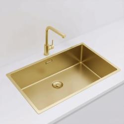 Pure.Sink Exclusivo grote Gouden spoelbak 70x40 cm 10mm radius onderbouw, vlakinbouw en opbouw PEX7040-60