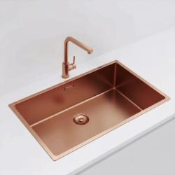 Pure.Sink Exclusivo grote Koperen spoelbak 70x40 cm 10mm radius onderbouw, vlakinbouw en opbouw PEX7040-62