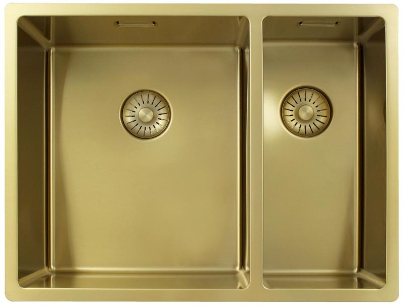 Pure.Sink Exclusivo Gouden 1,5 anderhalve spoelbak 34+18 cm 10mm radius PEX341840-60