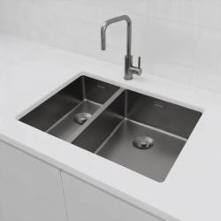 Pure.Sink Exclusivo Gun Metal 1,5 anderhalve spoelbak 18+34 cm  10mm radius PEX183440-61