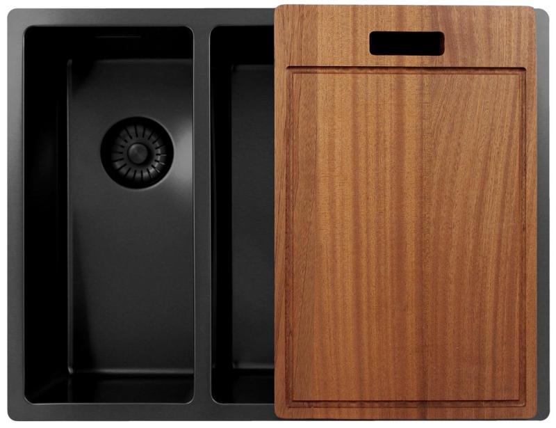 Pure.Sink Exclusivo Gun Metal 1,5 anderhalve spoelbak 18+34 cm  10mm radius PEX183440-61