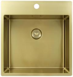 Pure.Sink Exclusivo Gouden spoelbak 49x52 cm Tapwing met kraangatbank 10mm radius PEX4540T-60