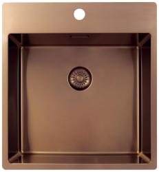 Pure.Sink Exclusivo Koperen spoelbak 49x52 cm Tapwing met kraangatbank 10mm radius PEX4540T-62