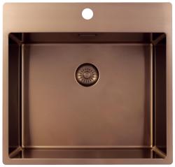 Pure.Sink Exclusivo Koperen spoelbak 54x52 cm Tapwing met kraangatbank 10mm radius PEX5040T-62