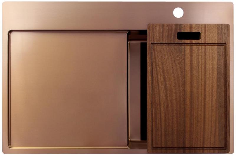 Pure.Sink Exclusivo Koperen kleine spoelbak met afdruipgedeelte 78x52 cm Tapwing rechts PEX3478RT-62