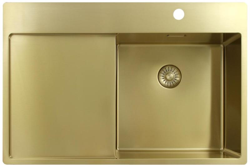 Pure.Sink Exclusivo Gouden spoelbak met afdruipgedeelte 78x52 cm Tapwing rechts PEX4078RT-60