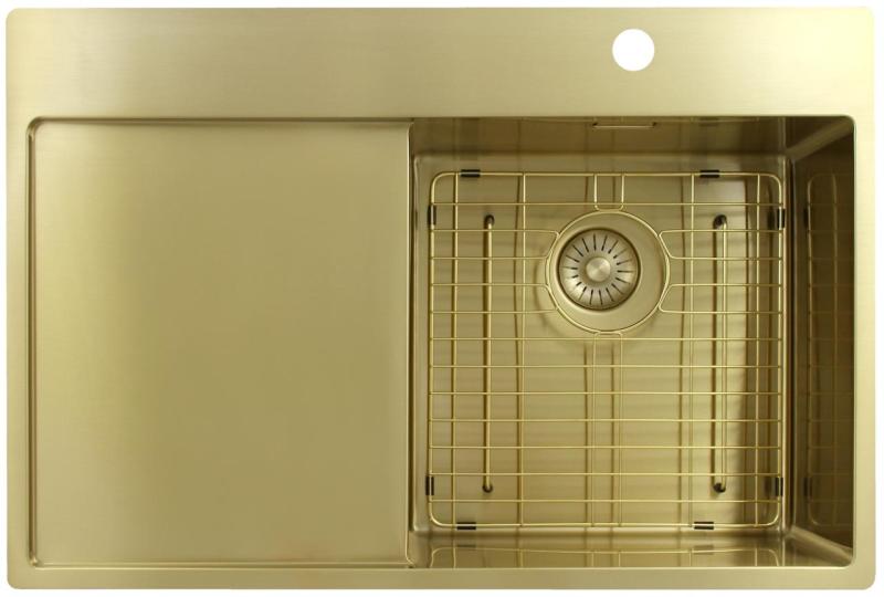 Pure.Sink Exclusivo Gouden spoelbak met afdruipgedeelte 78x52 cm Tapwing rechts PEX4078RT-60