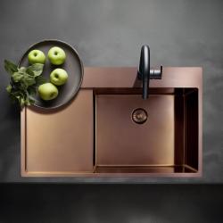 Pure.Sink Exclusivo Koperen spoelbak met afdruipgedeelte 86x52 cm Tapwing links PEX5086LT-62