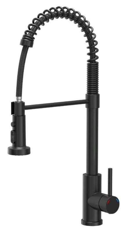 Quadri Redwick  keukenmengkraan zwart met half-flexibele uitloop en douche met 2 straalsoorten plus waterstop-functie 1208971410