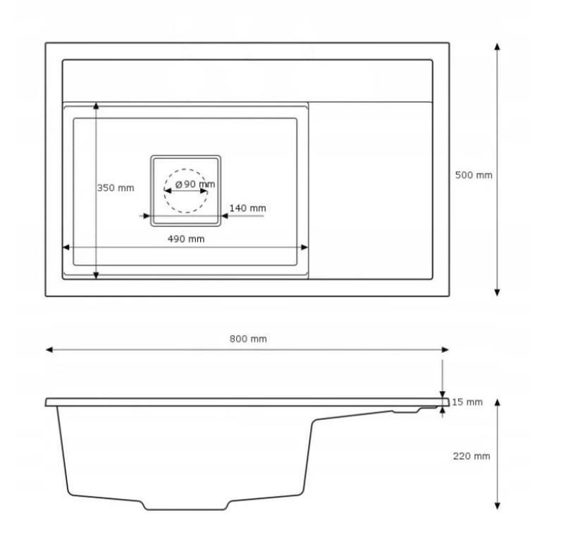 Graniteland Seta Granieten Witte Spoelbak opbouw 80x50 cm 1208971618
