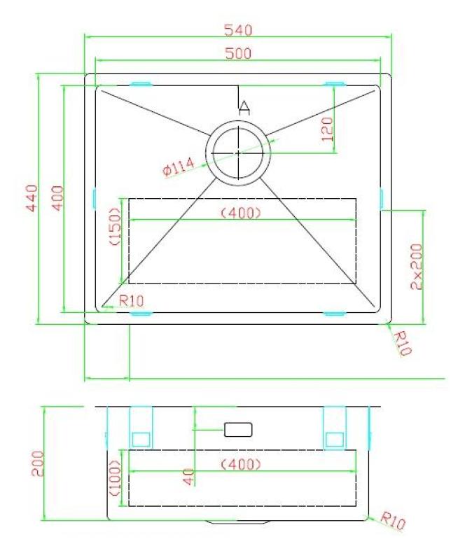 Pure.Sink Luxion RVS spoelbak 50x40 cm onderbouw, vlakinbouw en opbouw  PLX5040-02
