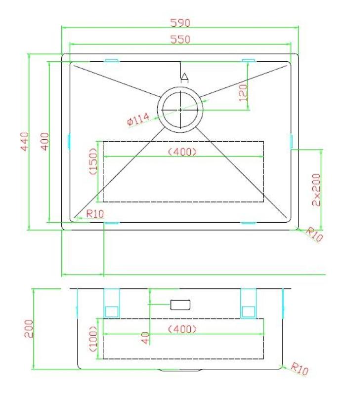 Pure.Sink Luxion RVS spoelbak 55x40 cm onderbouw, vlakinbouw en opbouw PLX5540-02