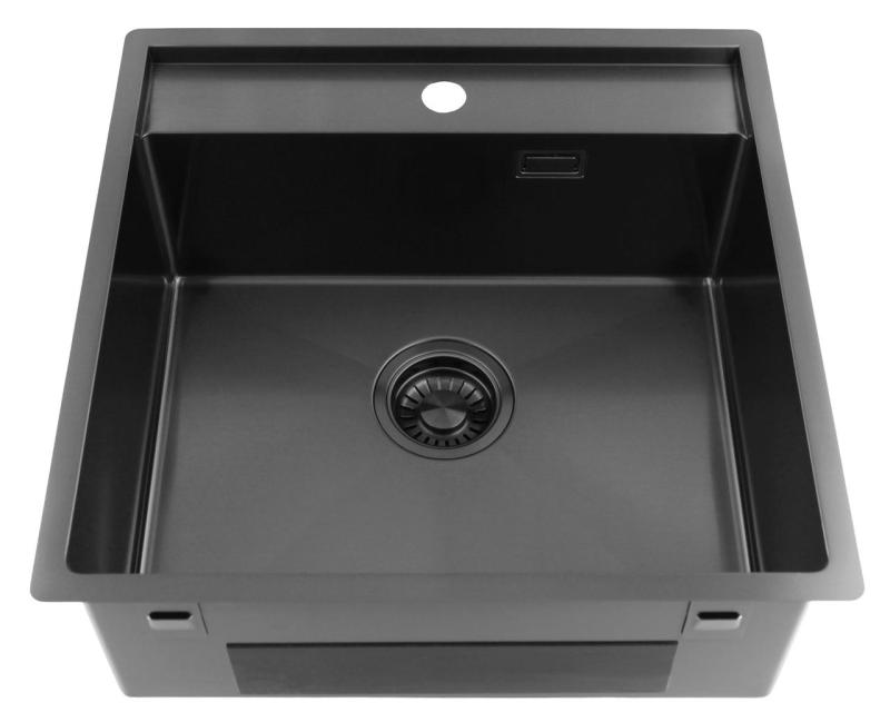 Pure.Sink Luxion Gun metal spoelbak 51x50 cm Tapwing met kraangatbank PLX5150T-61