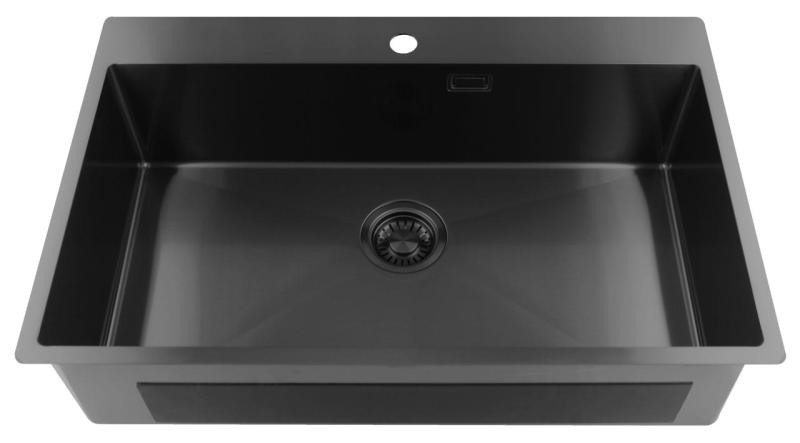 Pure.Sink Luxion Grote Gun metal spoelbak 78x50 cm Tapwing met kraangatbank PLX7850T-61