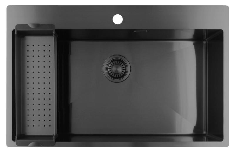 Pure.Sink Luxion Grote Gun metal spoelbak 78x50 cm Tapwing met kraangatbank PLX7850T-61