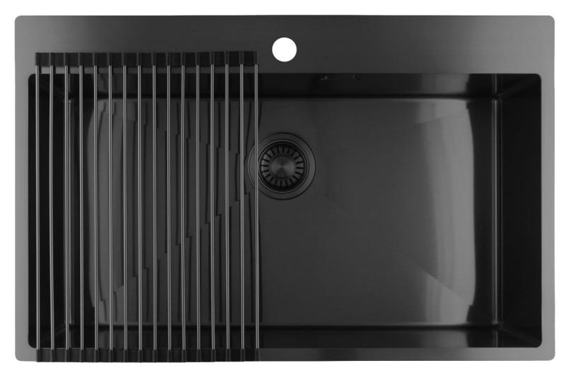 Pure.Sink Luxion Grote Gun metal spoelbak 78x50 cm Tapwing met kraangatbank PLX7850T-61