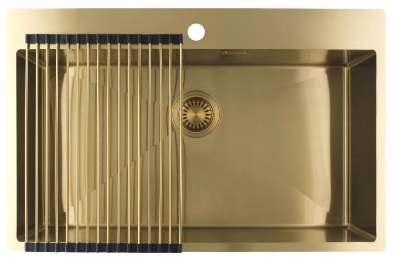 Pure.Sink Luxion Grote Gouden spoelbak 78x50 cm Tapwing met kraangatbank PLX7850T-60