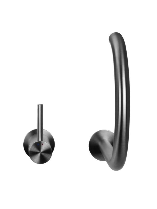 Pure.Sink Luxion 2-gats massief RVS keukenkraan met ronde uitloop PLX2HR-02