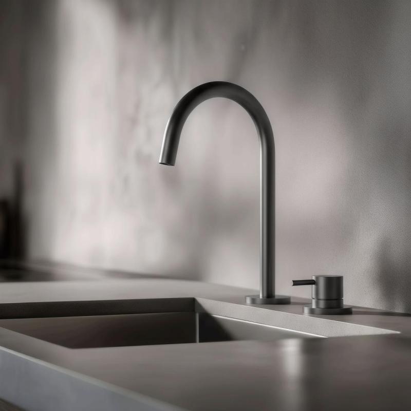 Pure.Sink Luxion 2-gats Gun metal keukenkraan met ronde uitloop PLX2HR-61