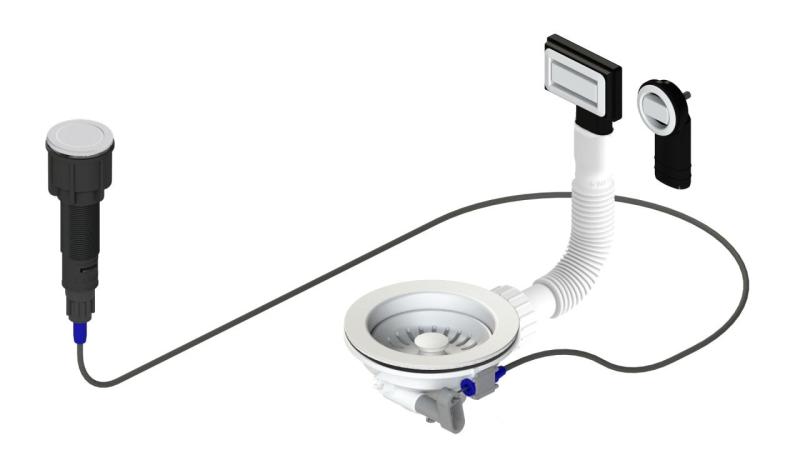 Granitemy Witte Afvoerset inclusief drukknop-waste met plug, plus rechthoekige en ronde overloop 1208971747