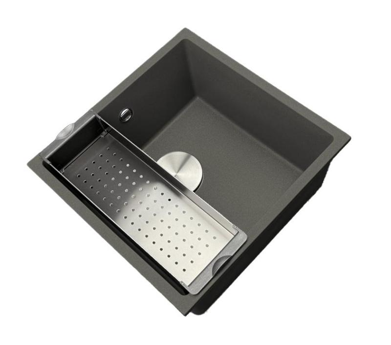 OUTLET GraniteMy Universal Granieten Grijs, donker Spoelbak 40x40 cm  Onderbouw met RVS Plug 1208971810