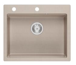 Quadri Durham Pearl Beige graniet opbouw spoelbak 595x500 met zeepdispenser, snijplank,inzetbak en rolmat 1208971814