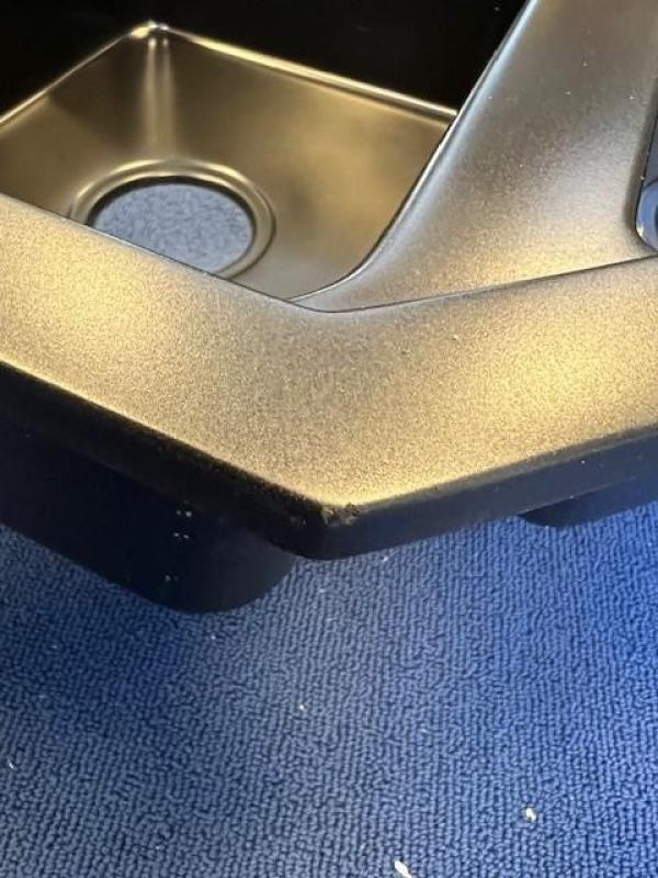 OUTLET LICHT BESCHADIGD Graniteland Amiata Granieten Zwart Hoekspoelbak opbouw 965x496mm met RVS Plug 1208971820