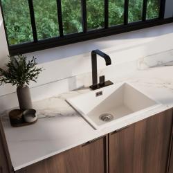 Ausmann Fibre witte spoelbak 50x40cm onderbouw, opbouw en vlakinbouw met automatische rvs plug 1208971898