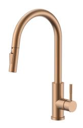 Pure.Sink Elite Steel Stream-S keukenkraan PVD koper met uittrekbare uitloop PS8045-62