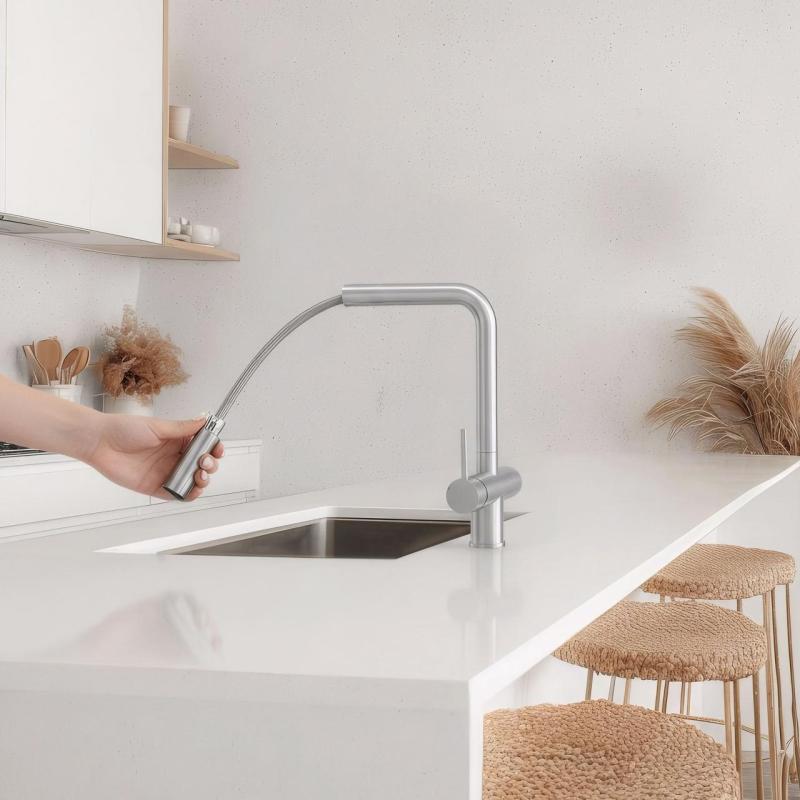 Pure.Sink Elite Steel Clear-S RVS 3-weg Keukenkraan met Uittrekbare Uitloop en Gefilterd Water PS8120-02