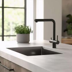 Pure.Sink Elite Steel Clear-S Mat zwart 3-weg Keukenkraan met Uittrekbare Uitloop en Gefilterd Water PS8120-10