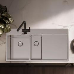 Pure.Sink Exclusivo RVS 1,5  spoelbak met afdruipgedeelte 100x52 cm Tapwing links PEX3418100LT-02