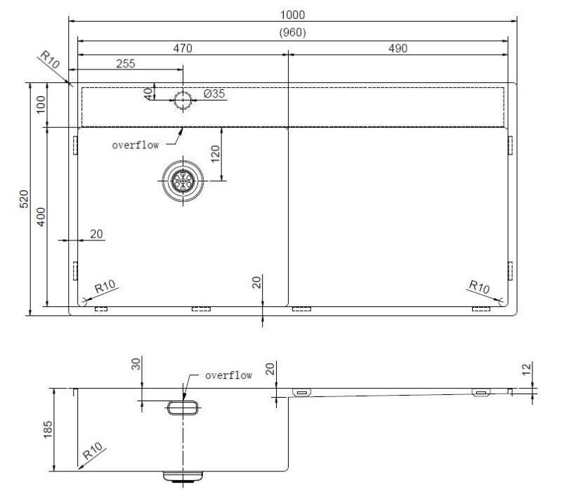 Pure.Sink Exclusivo Gun metal spoelbak met afdruipgedeelte 100x52 cm Tapwing links PEX47100LT-61