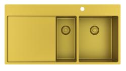Pure.Sink Exclusivo Gouden 1,5  spoelbak met afdruipgedeelte 100x52 cm Tapwing rechts PEX3418100RT-60