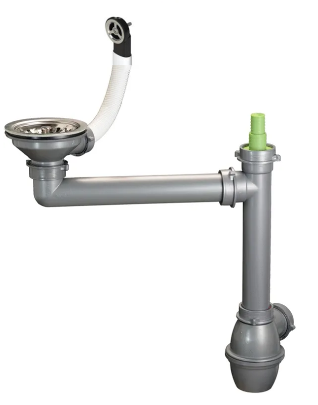 Ausmann Afvoerset rvs met ronde overloop incl. sifon voor enkele spoelbak 1208972186