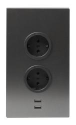 Indux Corner Еnergiezuil met 2 stopcontacten Randaarde en 2 x USB-lader Gun metal 1208972299