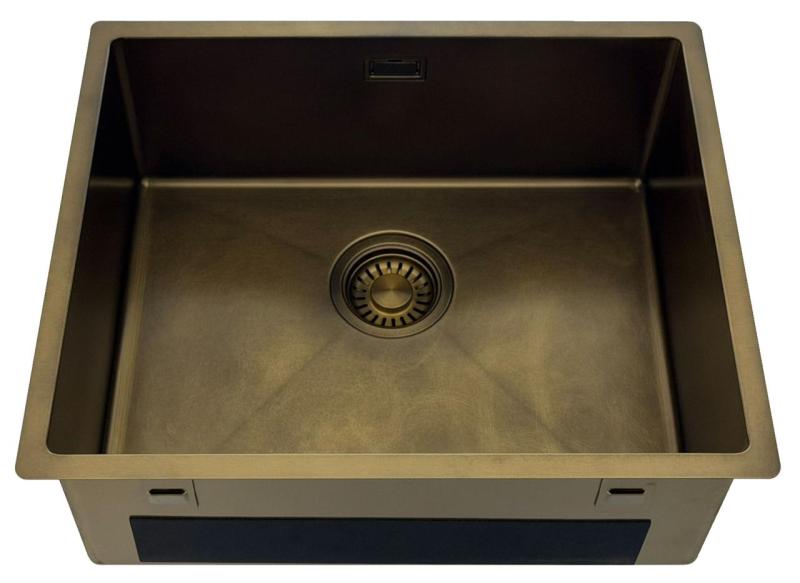 Pure.Sink Luxion PVD Antiek Bronzen spoelbak 50x40 cm onderbouw met bodemrek PLX5040-64